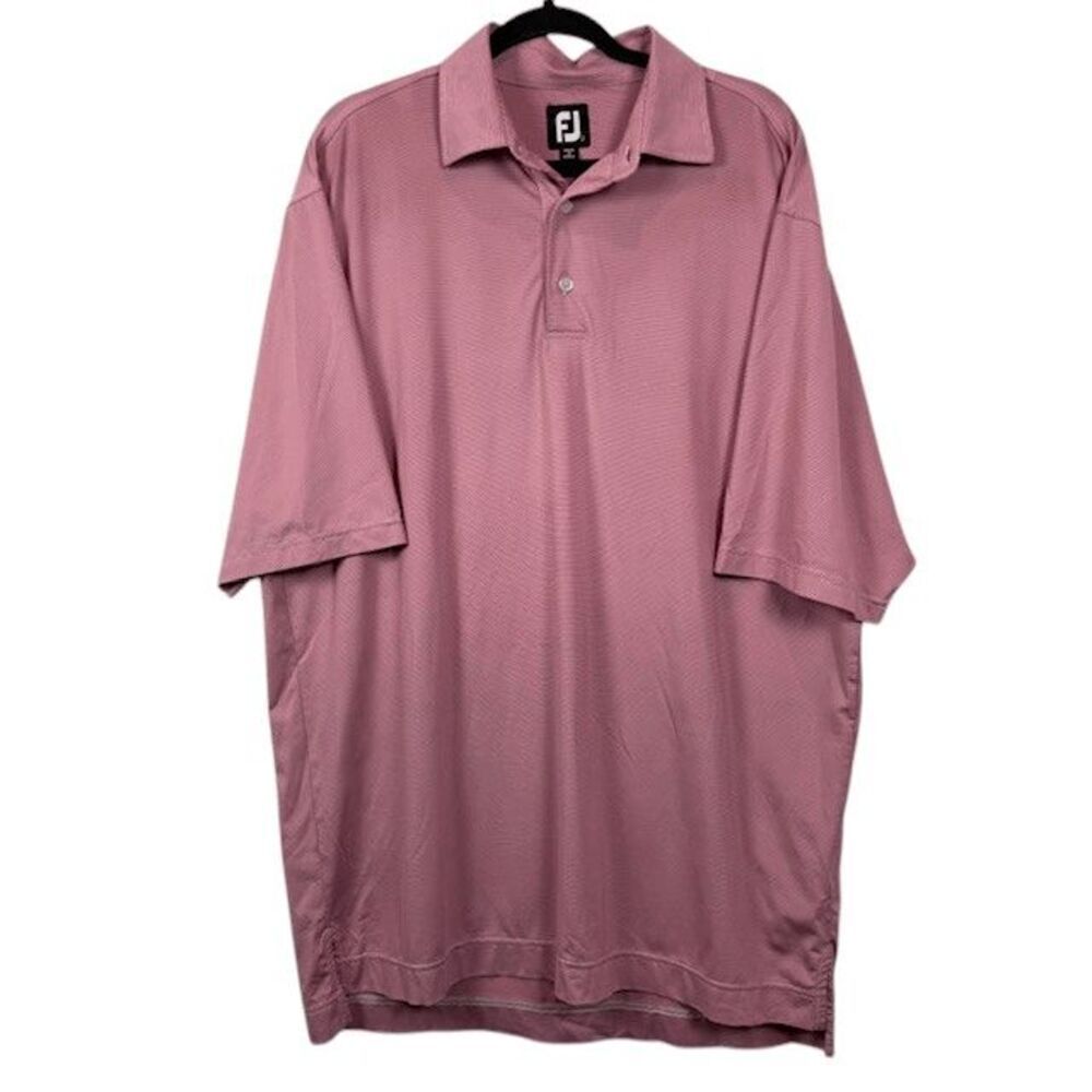 FootJoy Golf Polo Pink and White Pinstripe Performance Men's Size Large
